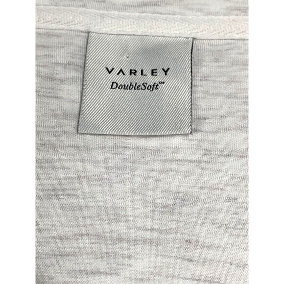 Varley Roxbury DoubleSoft Zip Through Sweatshirt Size M Satin Trim Ivory Marl - Picture 2 of 10